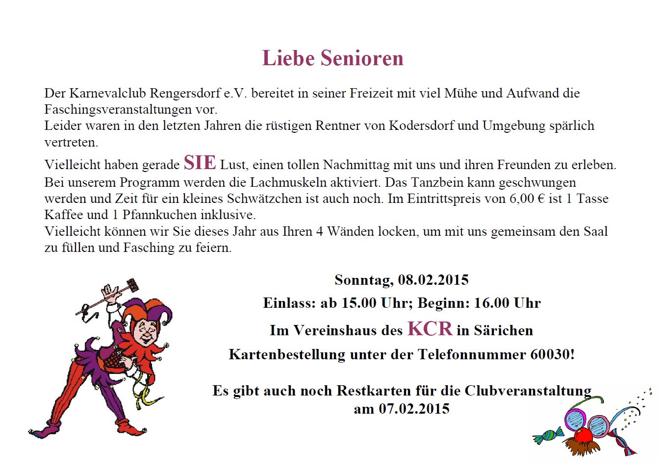 Einladung Seniorenfasching